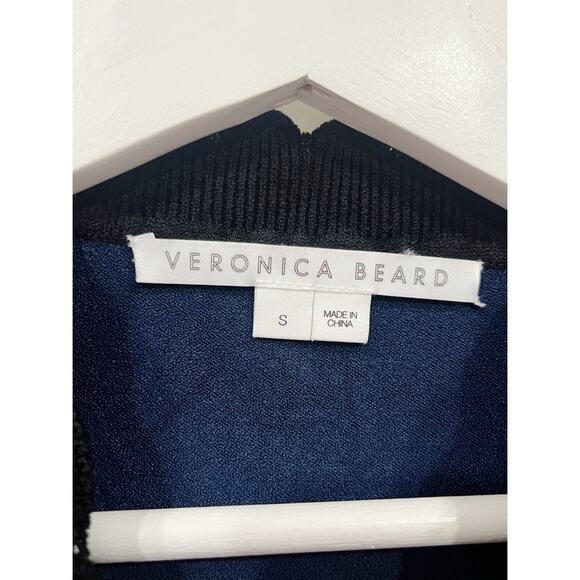 Veronica Beard Roy Navy Mixed Media Pullover with Eyelet Sleeves - Picture 5 of 10